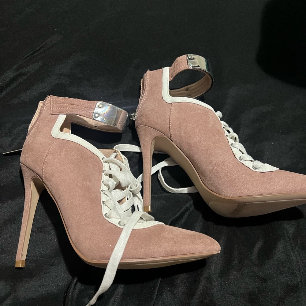 Lace up ankle strap booties